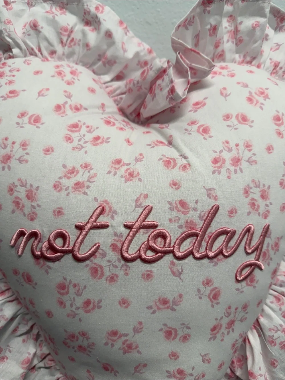 Style House | “Not Today”Embroidered Pillow Floral Heart Home Decor